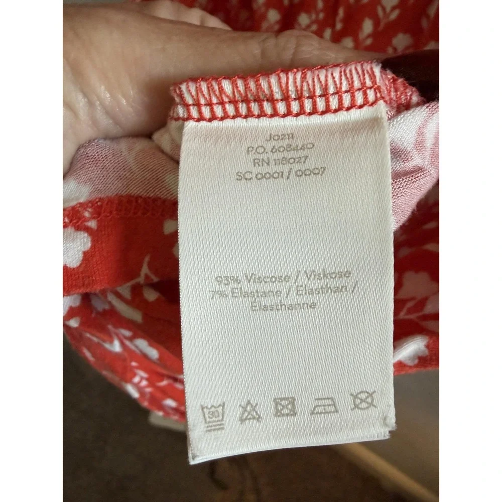 Boden Dress Womens 8 Red Floral V Neck Sleeveless Jersey Maxi Sundress Boho
